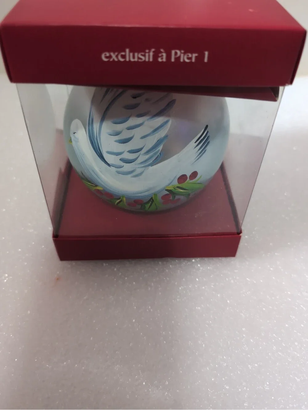 Pier 1 Ornament Glass Hand Painted Christmas Dove 2005